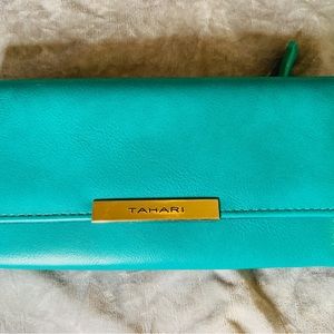 Tahari Trifold Clutch Turquoise Wallet
